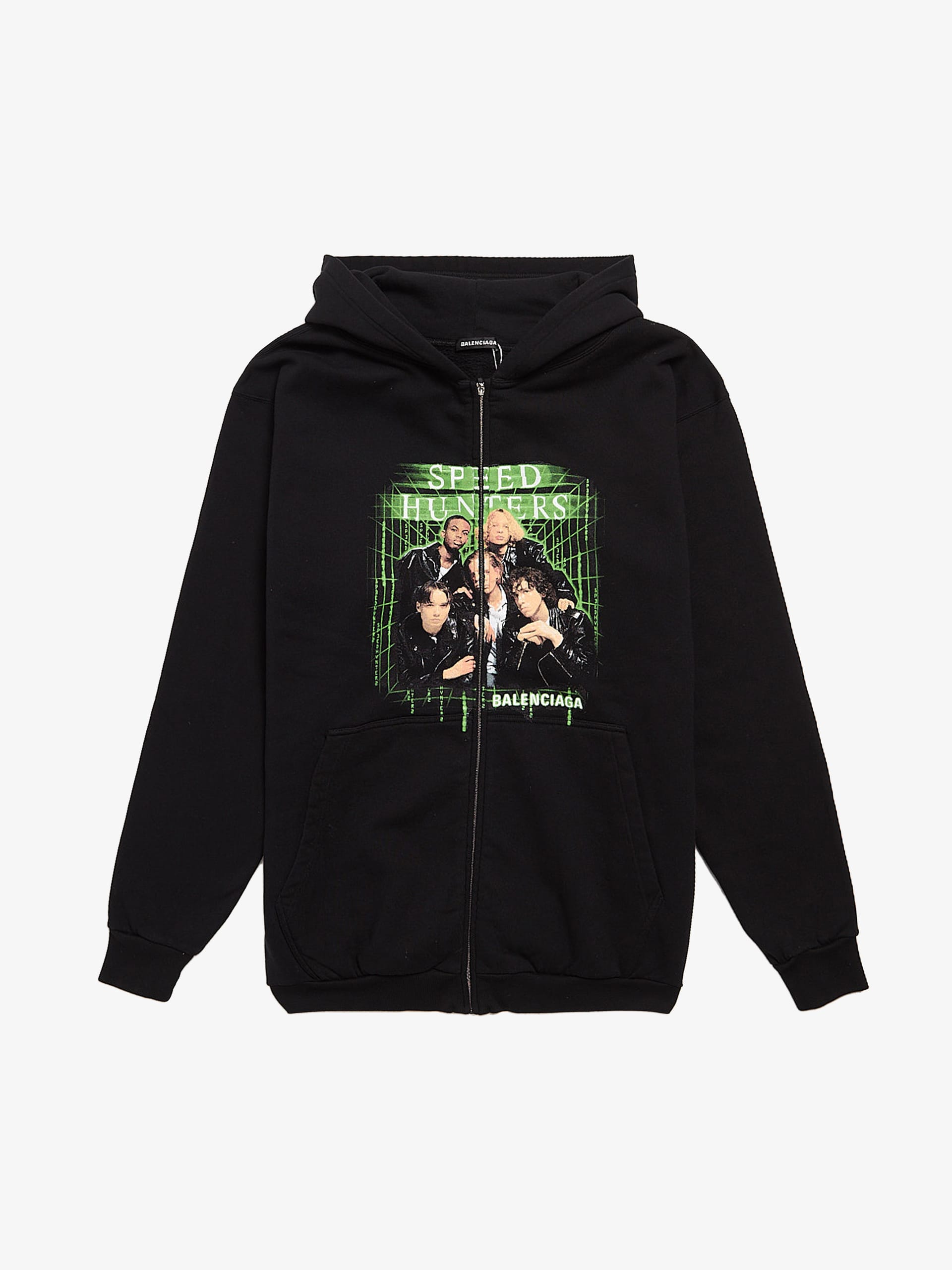 BALENCIAGA SPEED HUNTERS パーカー Balenciaga Black Speed Hunters Printed Zipped Cotton Hoodie