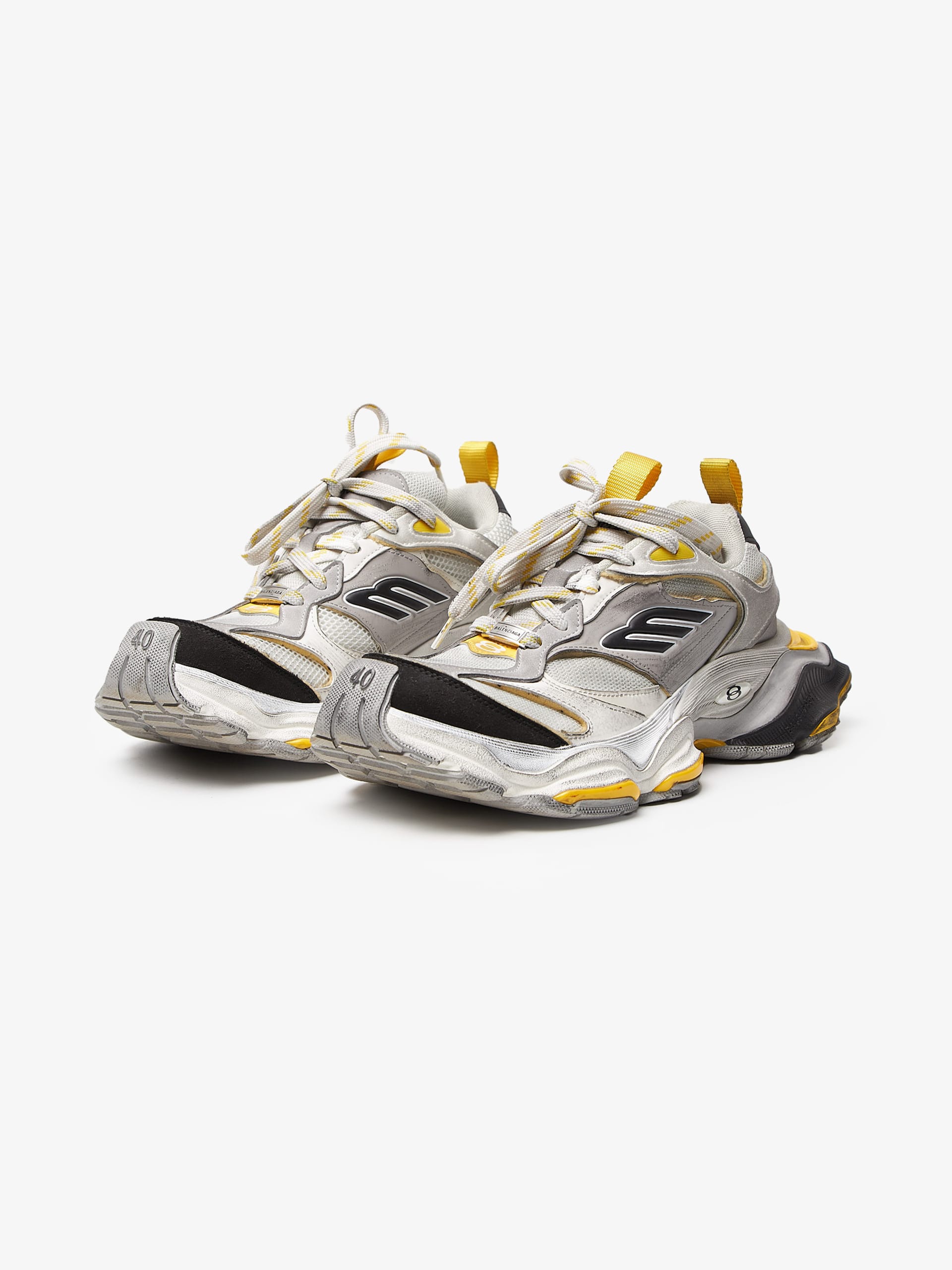 Balenciaga Gray & Yellow Cargo Sneakers