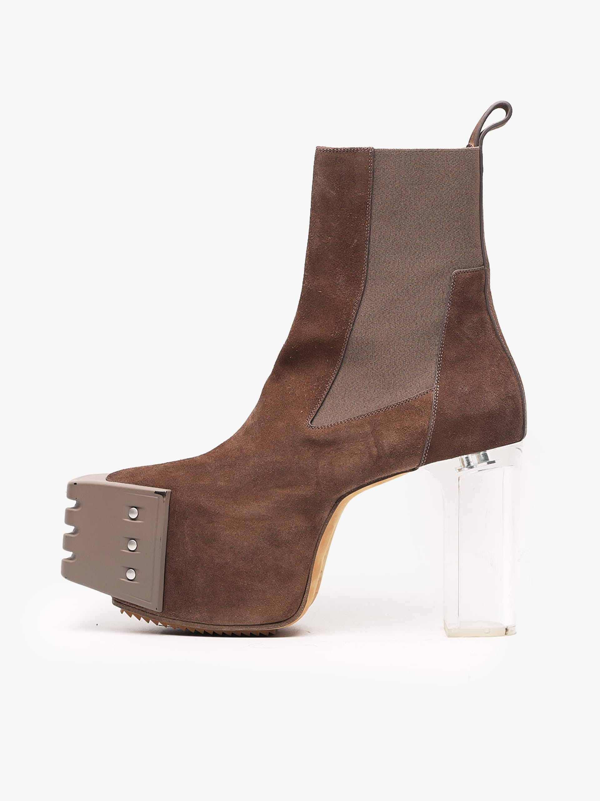 Rick Owens Dust Kiss Grilled Platform Suede Heel Boots