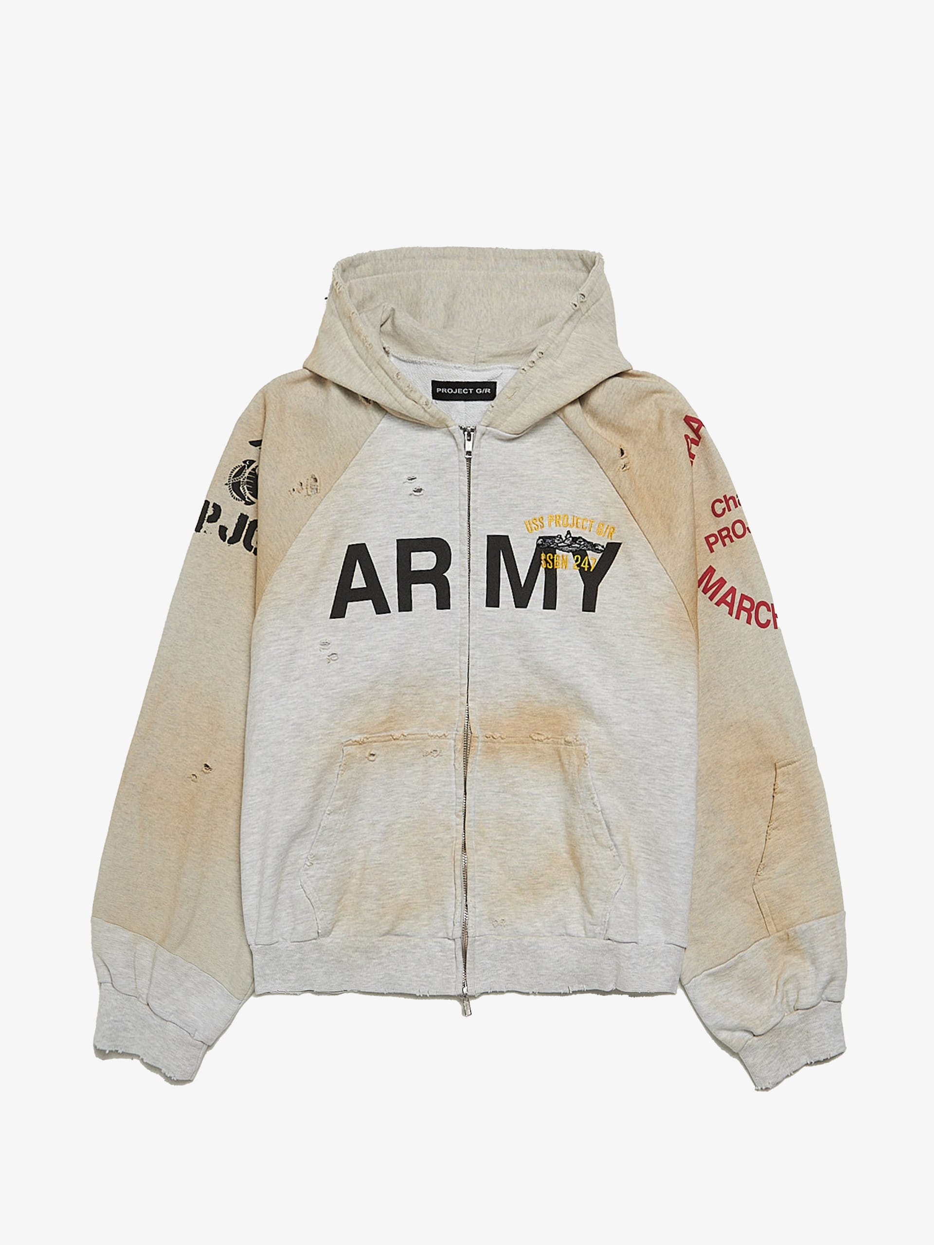 Project GR Reconstructed Folded Zip Hoodie - Dirty Melange