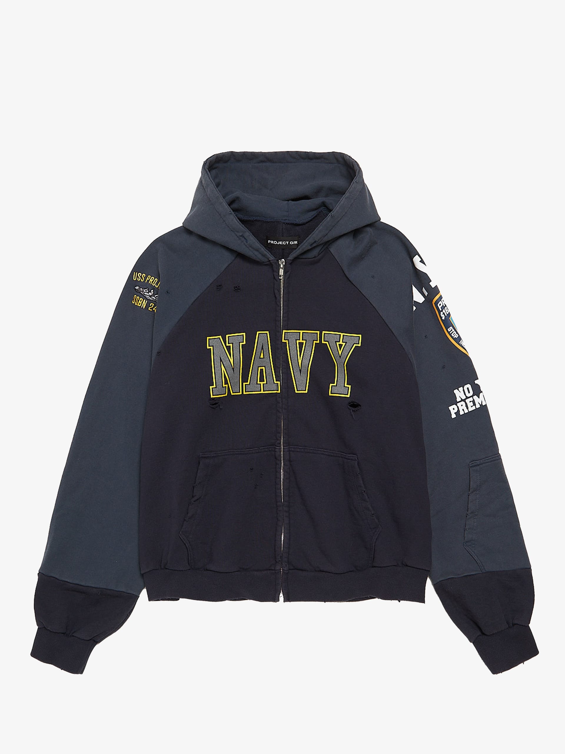Project GR Reconstrcuted Folded Zip Hoodie - Navy