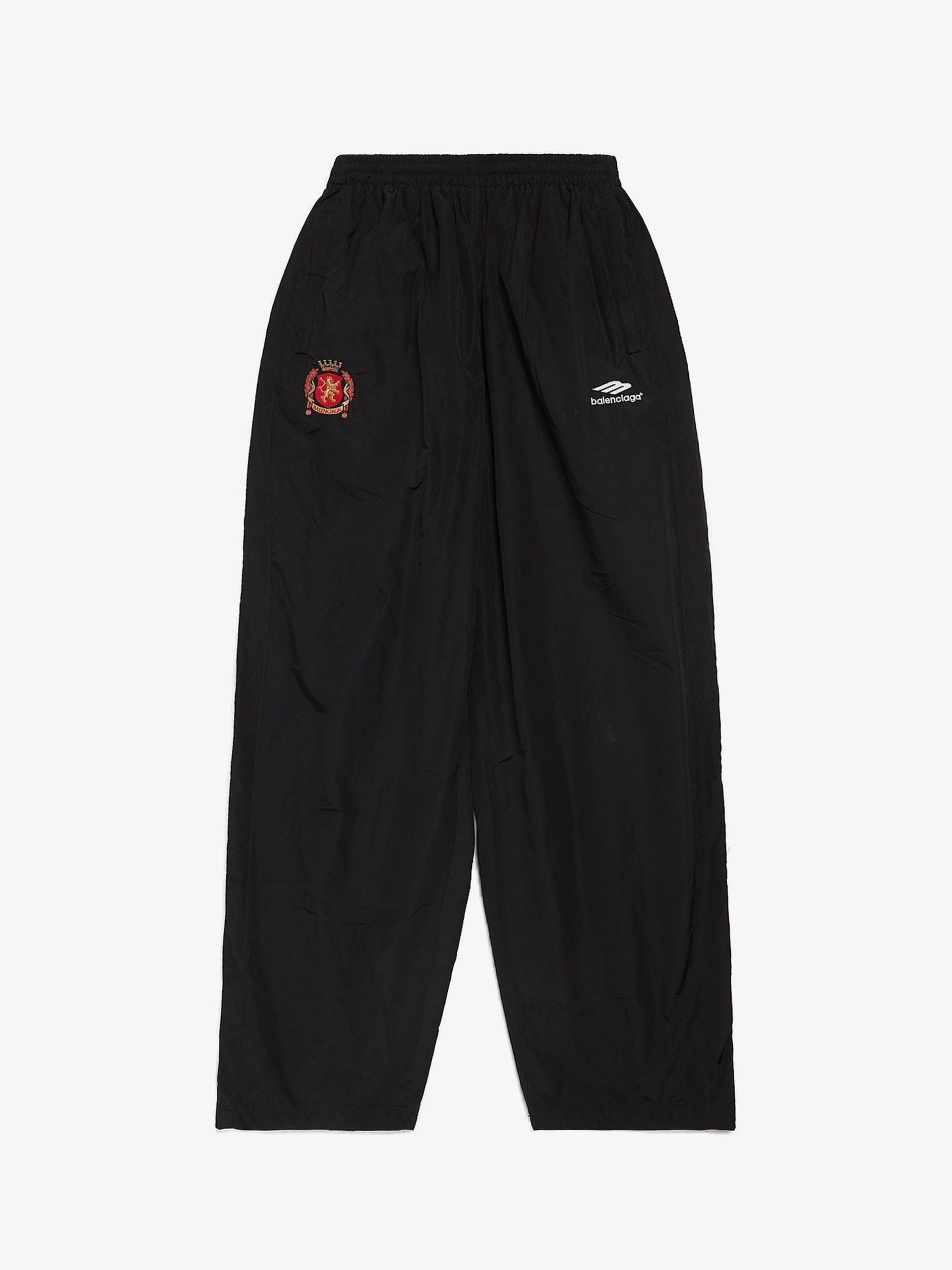 Balenciaga Black Baggy Soccer Logo Embroidered Cotton Pants