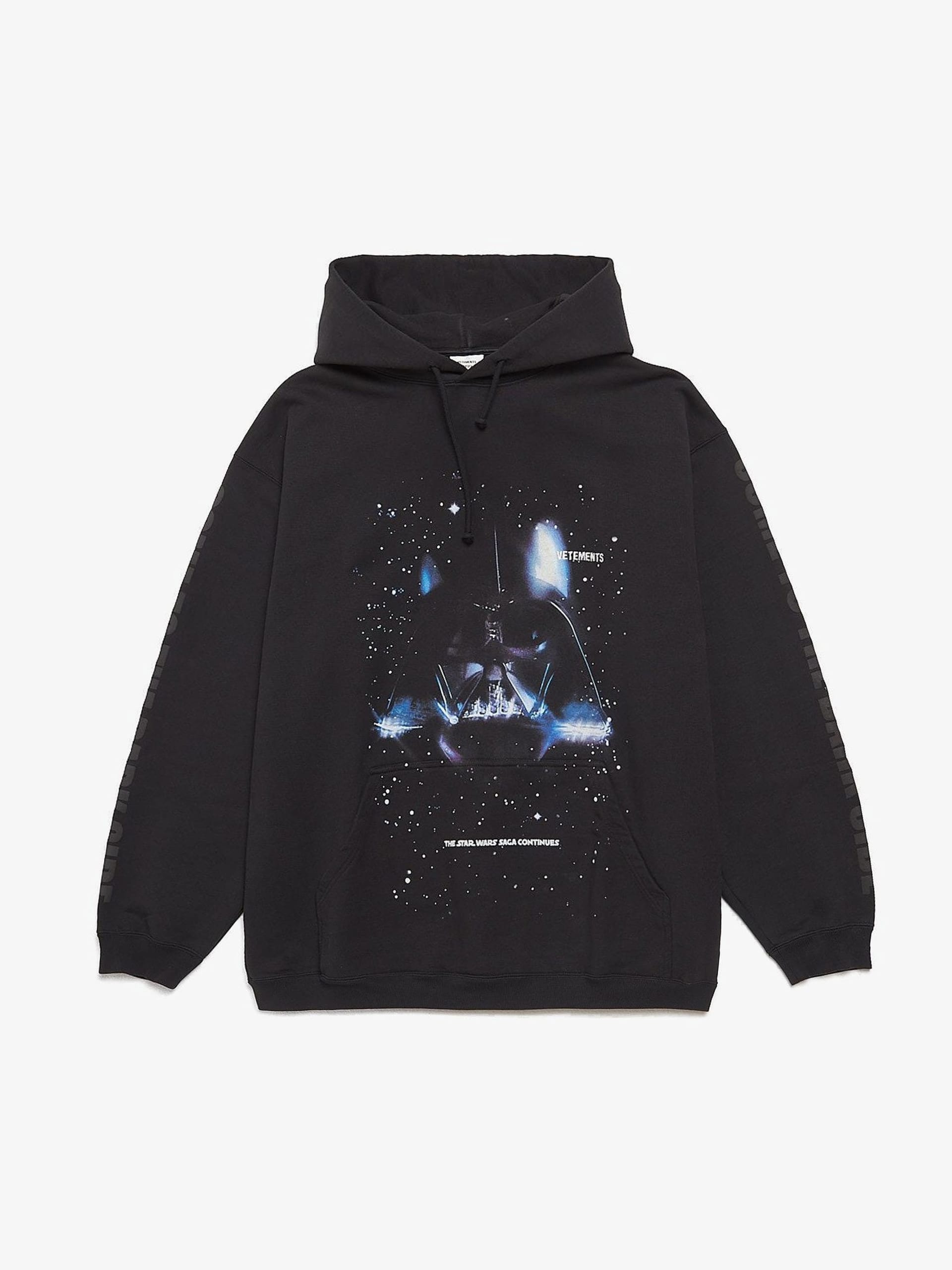 Vetements Black The Star Wars Logo Printed Oversized Cotton Hoodie